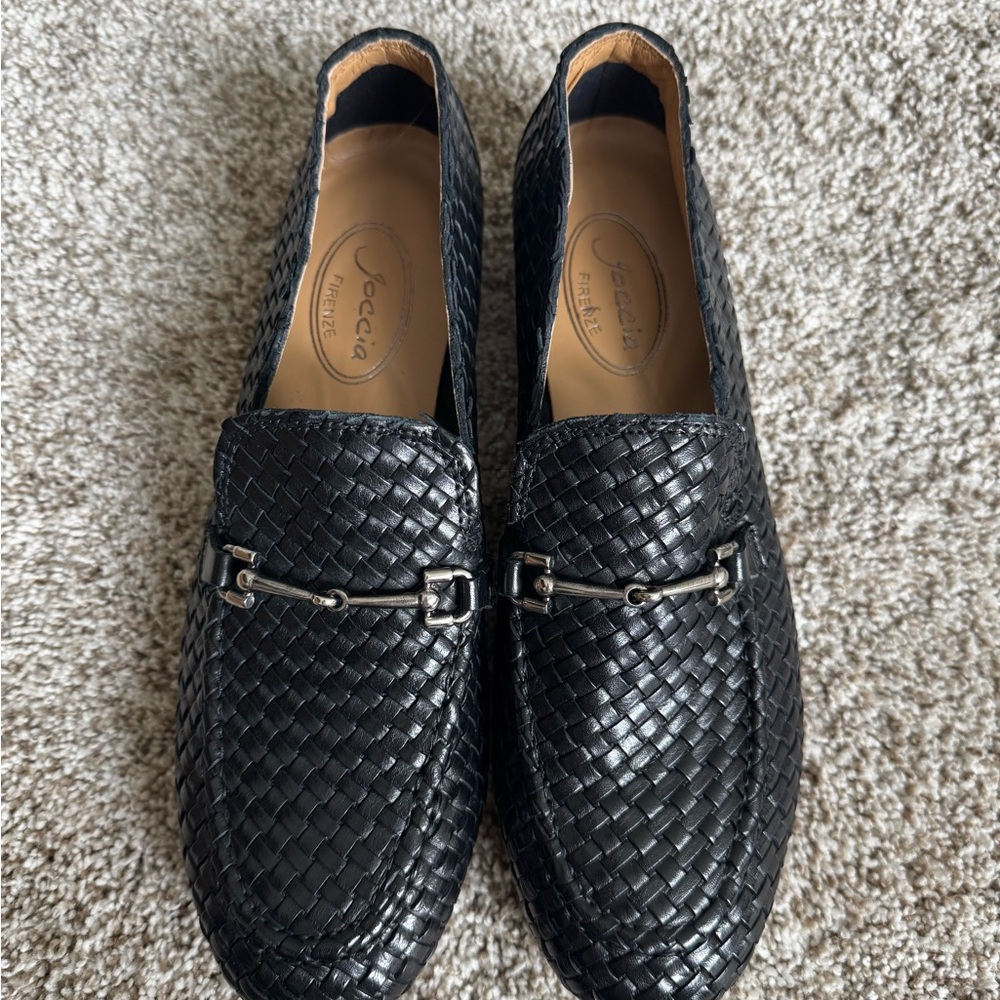Italian Hand Made Black Woven Loafers